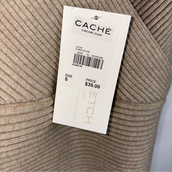 Cache Beige Ribbed Women's Top - Picture 3 of 5